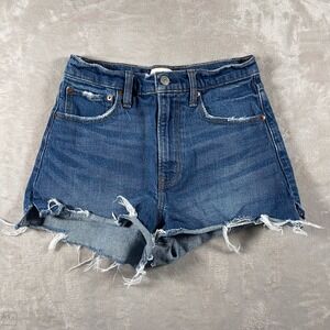 Abercrombie & Fitch Womens The Cutoff Short High Rise Denim Distressed 26_2 Blue